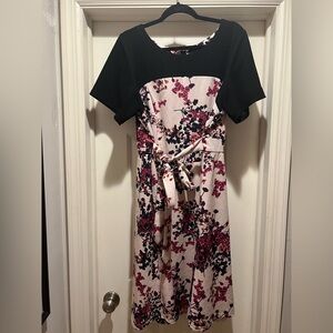 Lane Bryant Black and Pink Floral Midi Dress